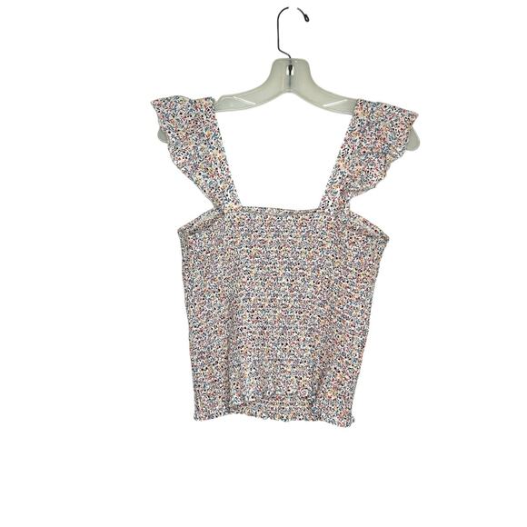 Old Navy Fully Smocked Tank Top Women’s Sz M Ditsy Floral Ruffle Coquette Fairy - Picture 2 of 9